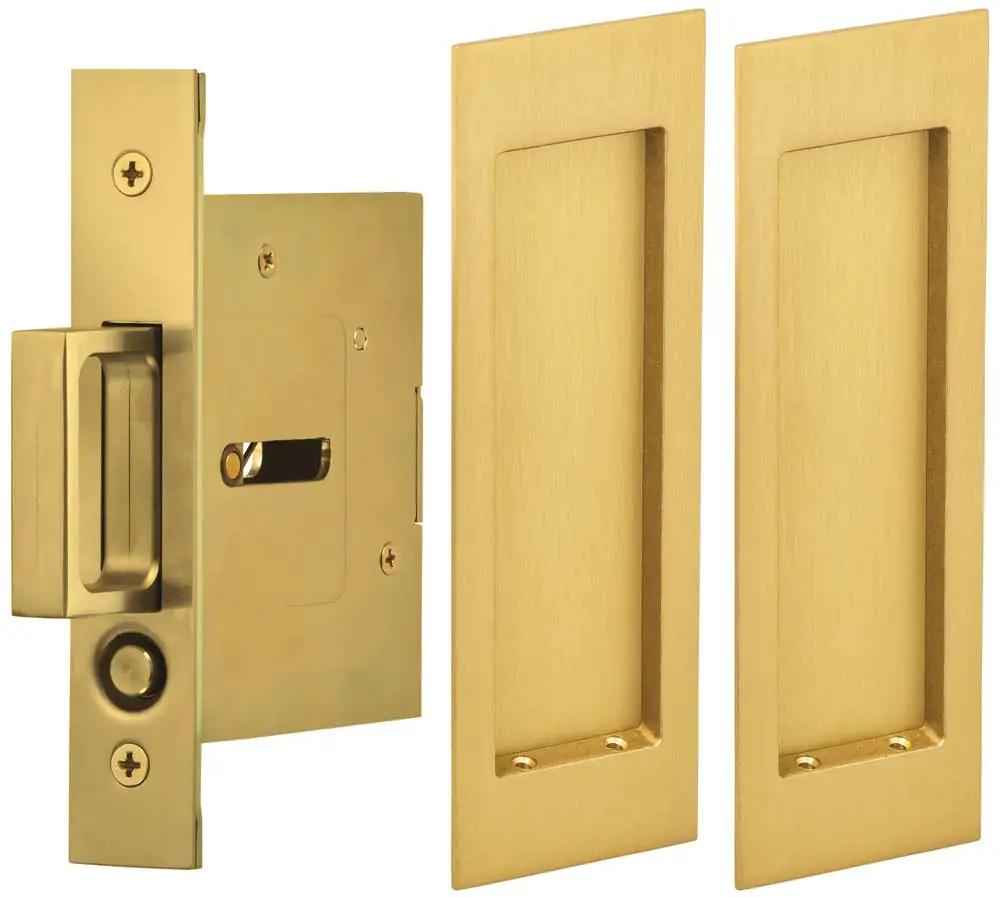 Omnia Solid Brass Modern Rectangular Flush Cup Pocket Door Set by Omnia
