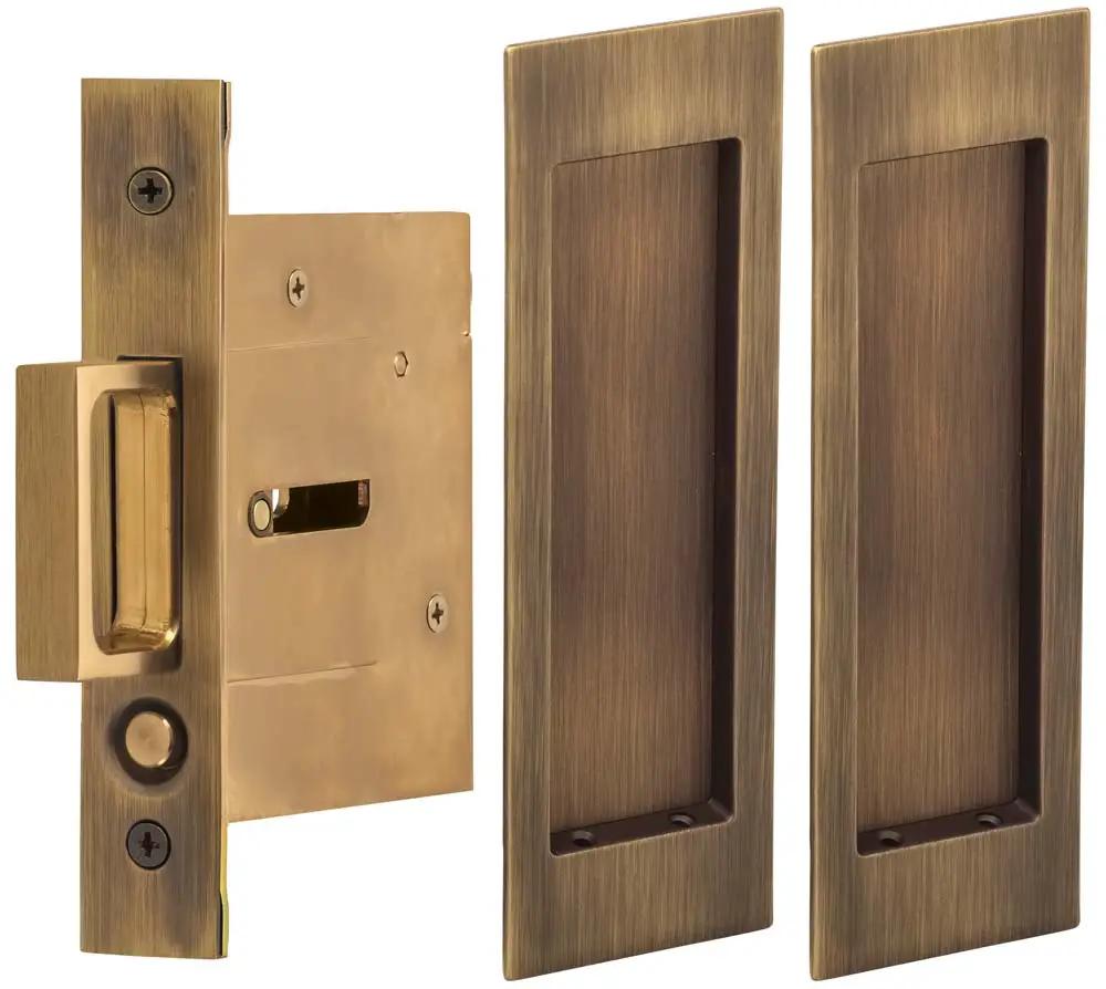 Omnia Solid Brass Modern Rectangular Flush Cup Pocket Door Set by Omnia