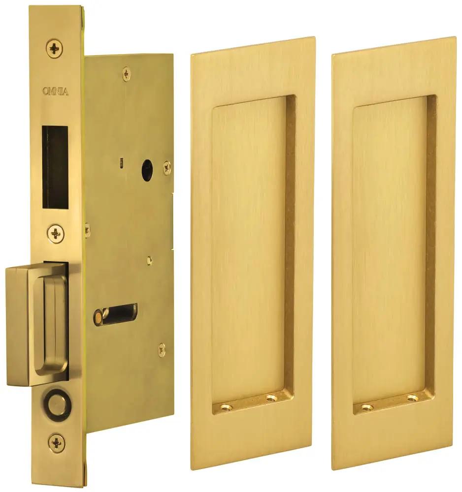 Omnia Solid Brass Modern Rectangular Flush Cup Pocket Door Set by Omnia