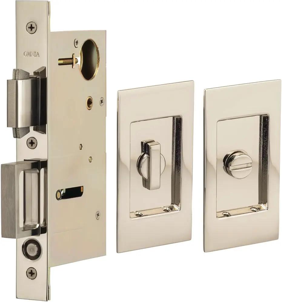 Omnia Solid Brass Modern Rectangular Flush Cup Pocket Door Set by Omnia
