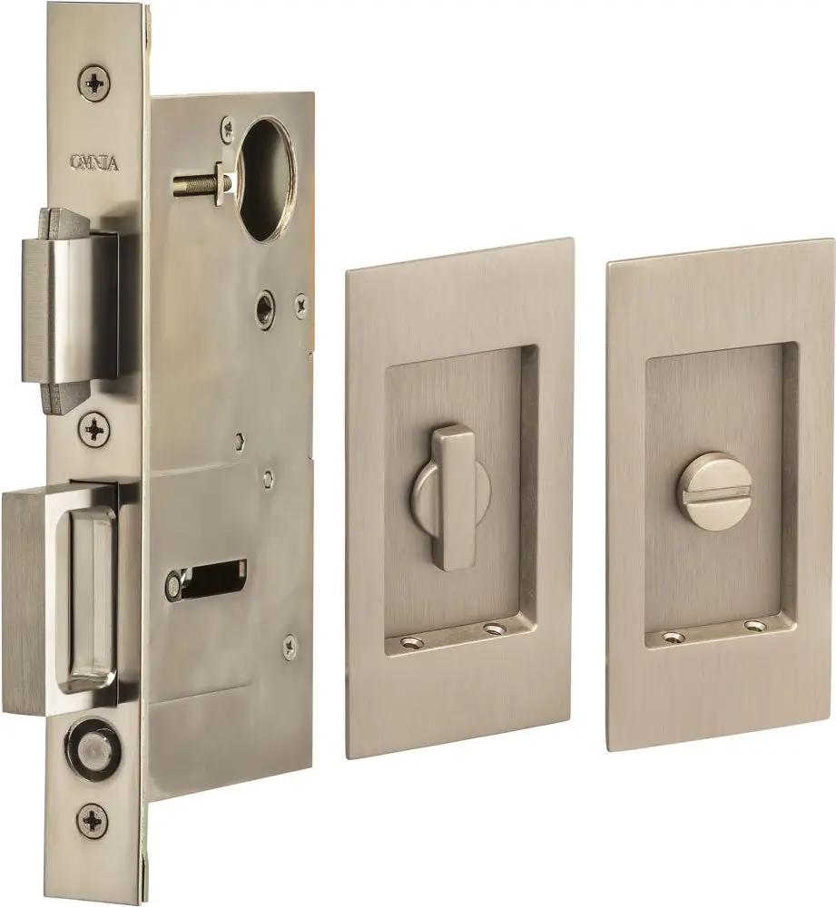 Omnia Solid Brass Modern Rectangular Flush Cup Pocket Door Set by Omnia