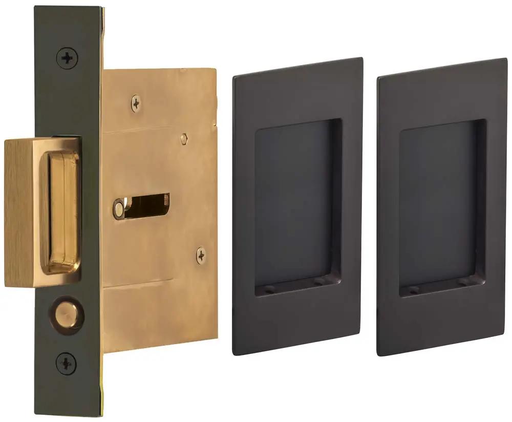 Omnia Solid Brass Modern Rectangular Flush Cup Pocket Door Set by Omnia
