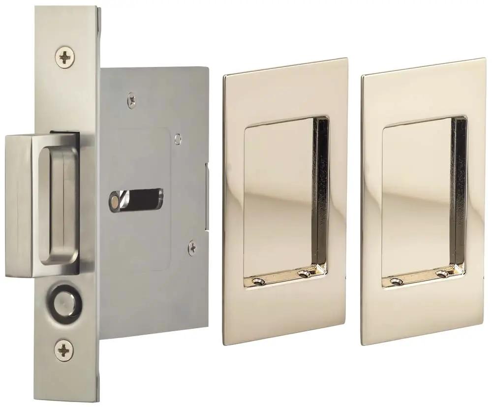 Omnia Solid Brass Modern Rectangular Flush Cup Pocket Door Set by Omnia