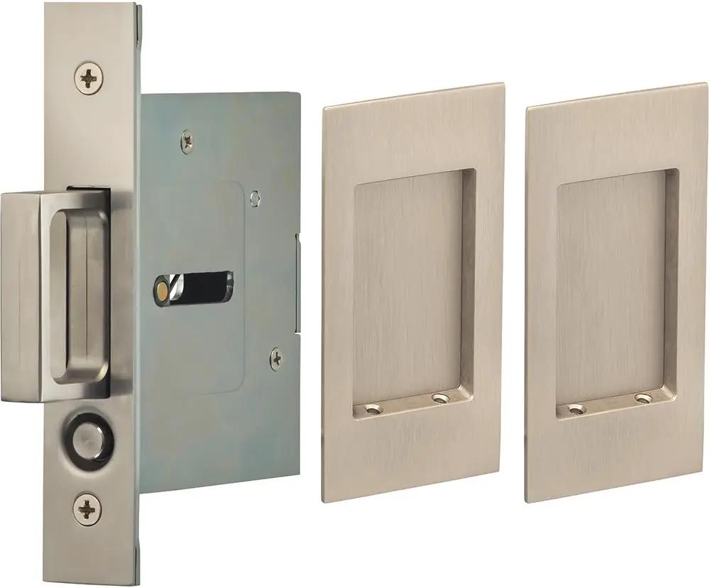 Omnia Solid Brass Modern Rectangular Flush Cup Pocket Door Set by Omnia