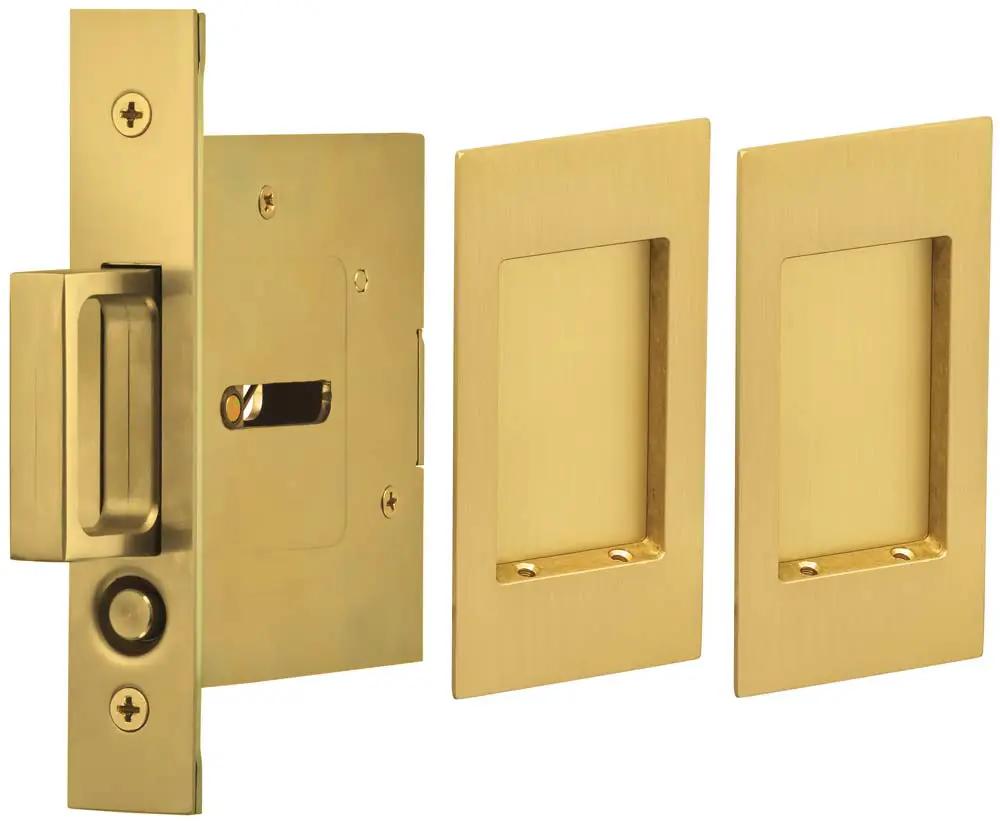 Omnia Solid Brass Modern Rectangular Flush Cup Pocket Door Set by Omnia