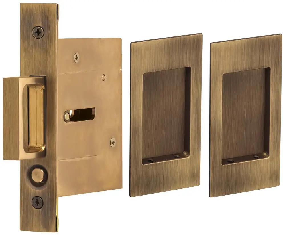 Omnia Solid Brass Modern Rectangular Flush Cup Pocket Door Set by Omnia