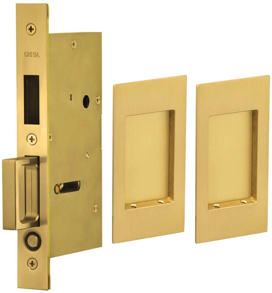Omnia Solid Brass Modern Rectangular Flush Cup Pocket Door Set by Omnia