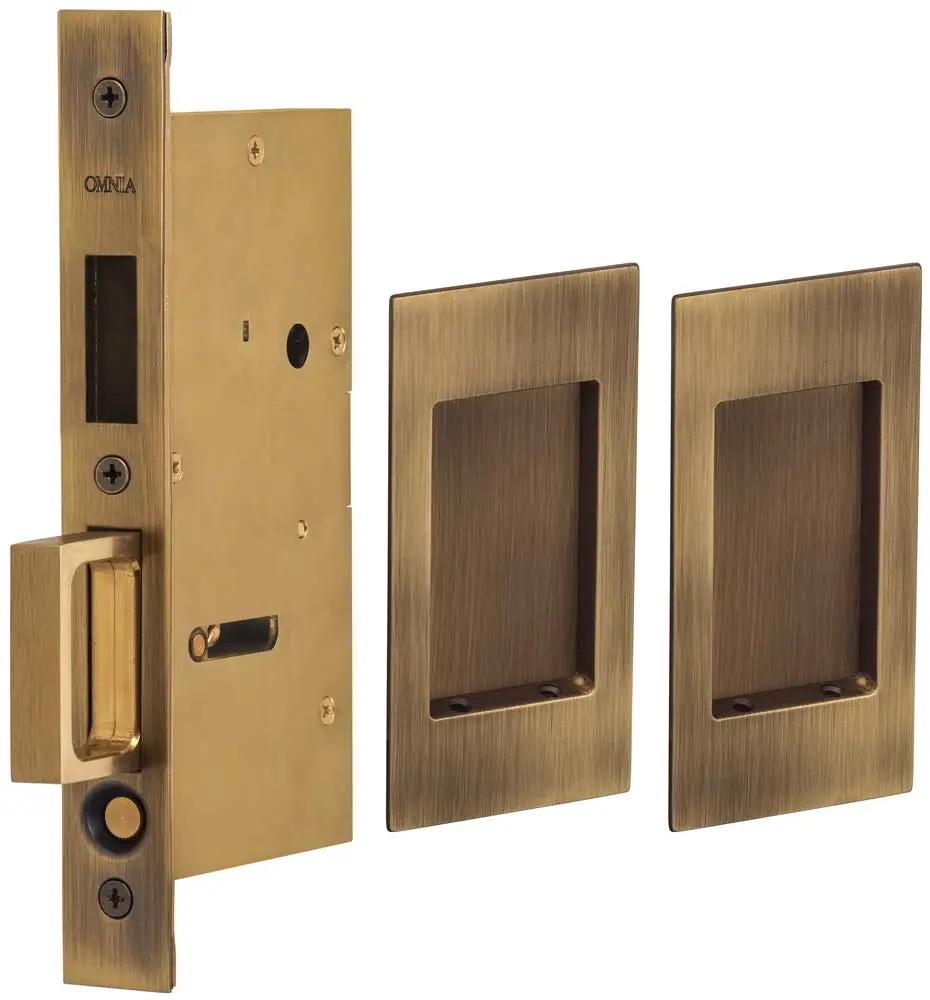 Omnia Solid Brass Modern Rectangular Flush Cup Pocket Door Set by Omnia