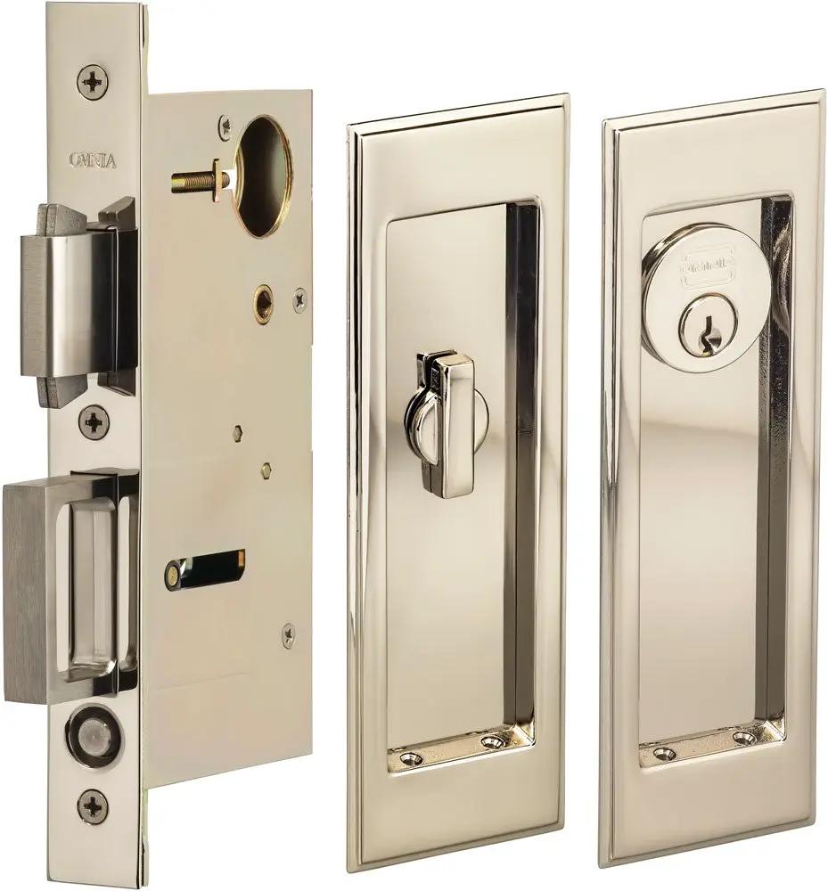 Omnia Solid Brass Traditional Rectangular Flush Cup Pocket Door Set by Omnia