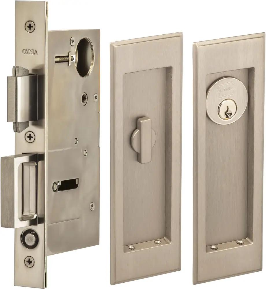 Omnia Solid Brass Traditional Rectangular Flush Cup Pocket Door Set by Omnia