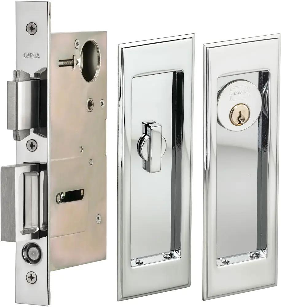 Omnia Solid Brass Traditional Rectangular Flush Cup Pocket Door Set by Omnia