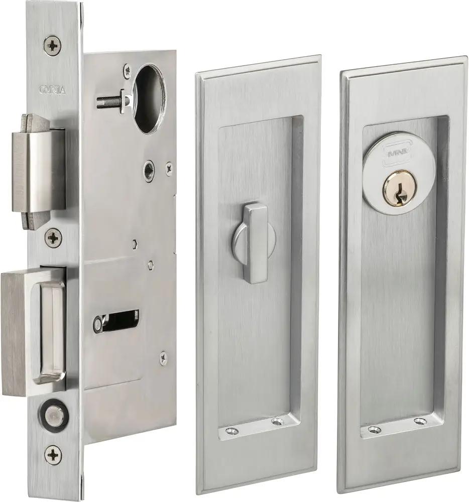 Omnia Solid Brass Traditional Rectangular Flush Cup Pocket Door Set by Omnia