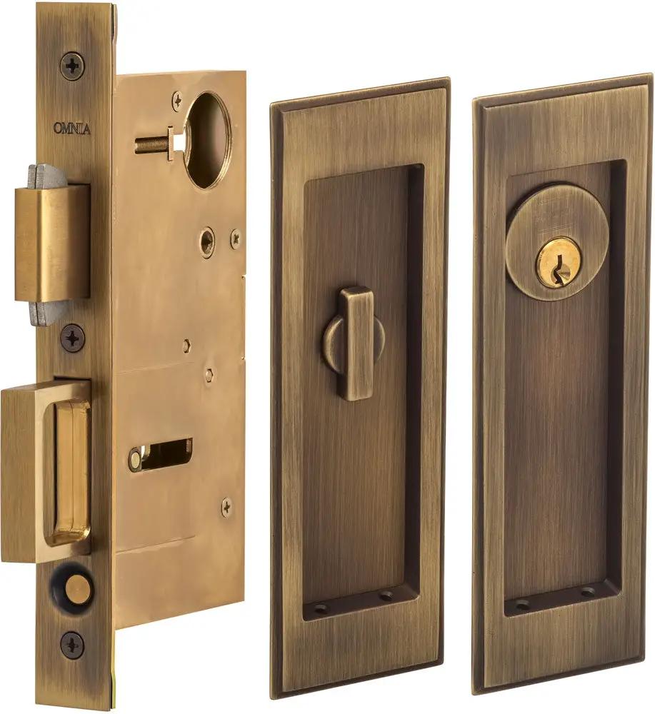 Omnia Solid Brass Traditional Rectangular Flush Cup Pocket Door Set by Omnia