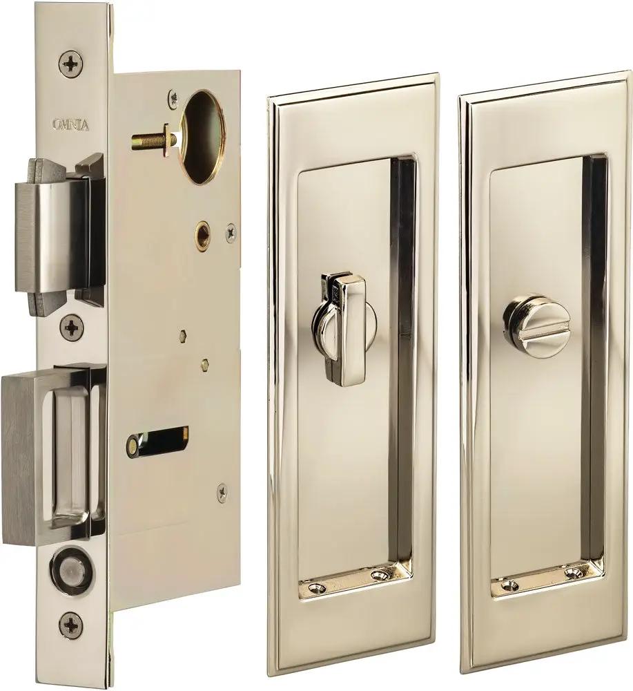 Omnia Solid Brass Traditional Rectangular Flush Cup Pocket Door Set by Omnia