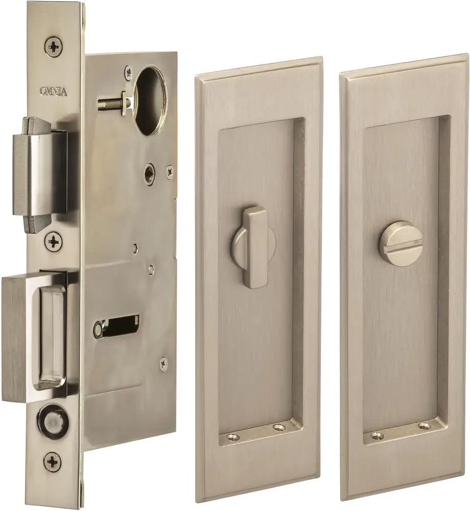 Omnia Solid Brass Traditional Rectangular Flush Cup Pocket Door Set by Omnia