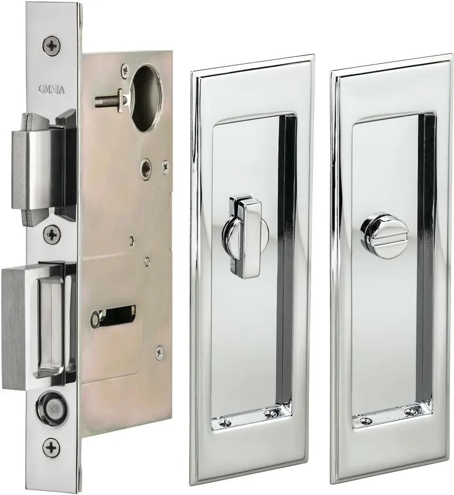 Omnia Solid Brass Traditional Rectangular Flush Cup Pocket Door Set by Omnia