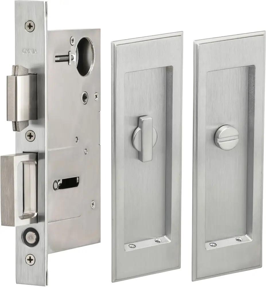 Omnia Solid Brass Traditional Rectangular Flush Cup Pocket Door Set by Omnia