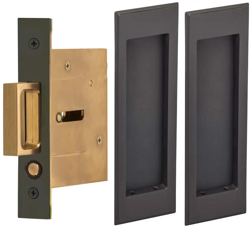 Omnia Solid Brass Traditional Rectangular Flush Cup Pocket Door Set by Omnia