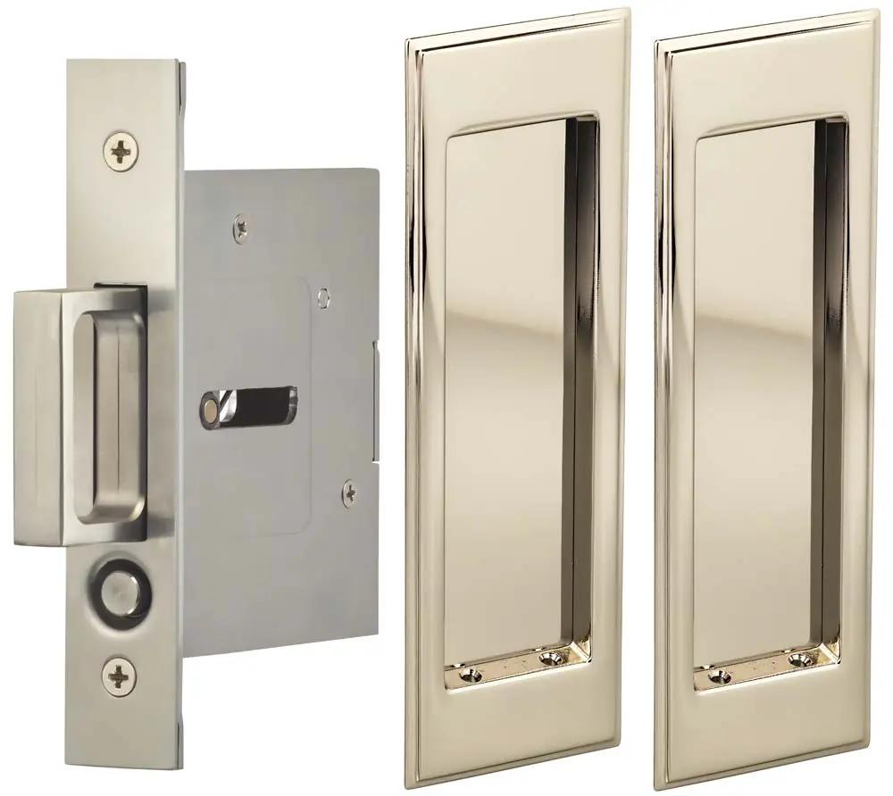 Omnia Solid Brass Traditional Rectangular Flush Cup Pocket Door Set by Omnia