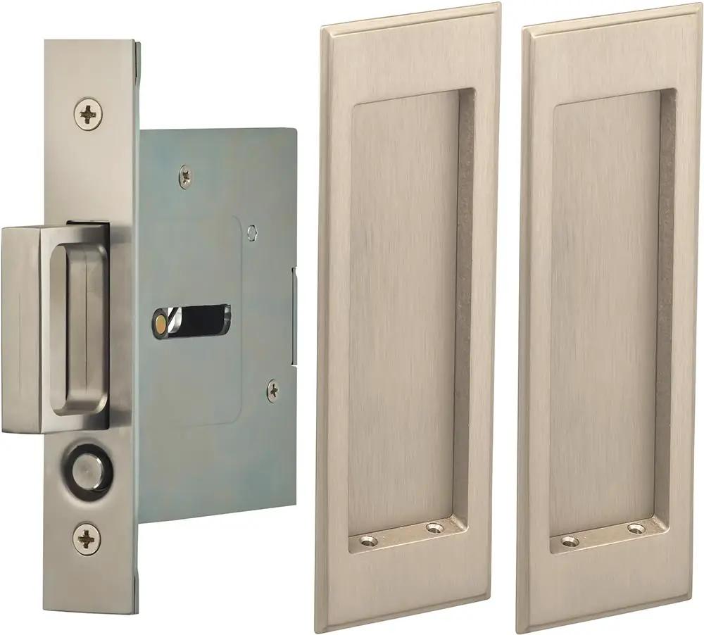 Omnia Solid Brass Traditional Rectangular Flush Cup Pocket Door Set by Omnia