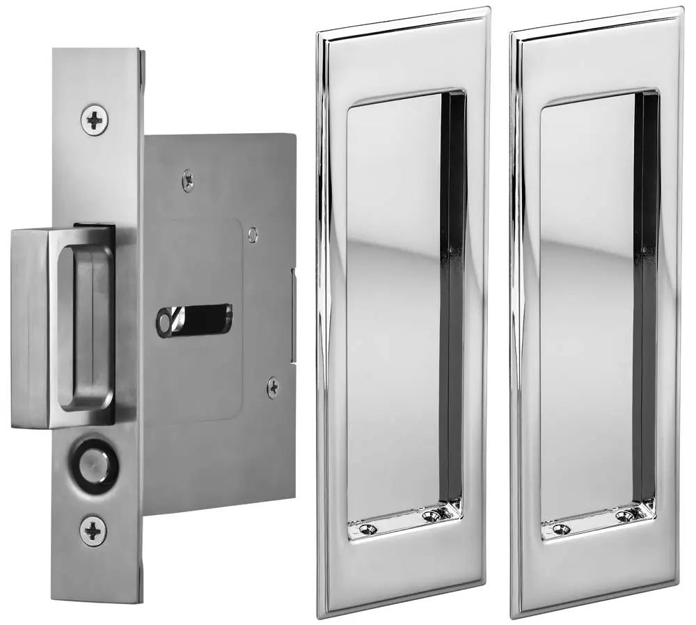 Omnia Solid Brass Traditional Rectangular Flush Cup Pocket Door Set by Omnia