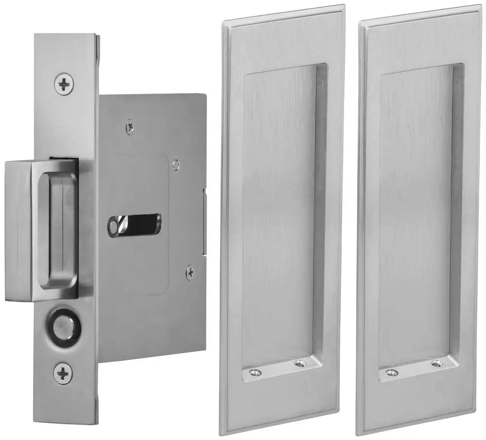 Omnia Solid Brass Traditional Rectangular Flush Cup Pocket Door Set by Omnia
