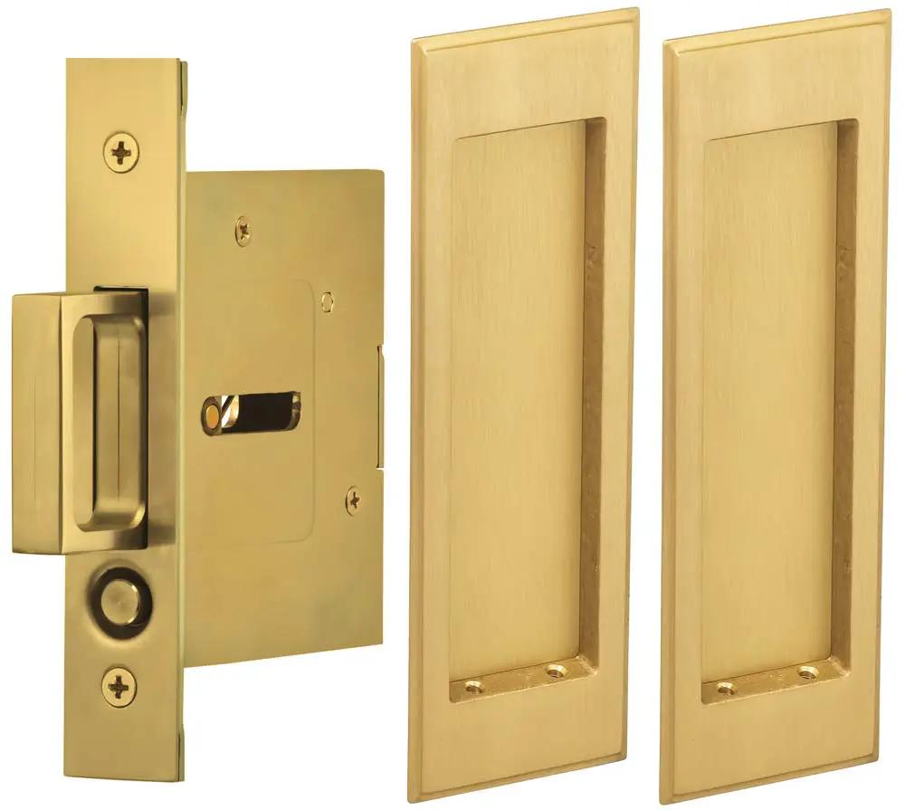 Omnia Solid Brass Traditional Rectangular Flush Cup Pocket Door Set by Omnia