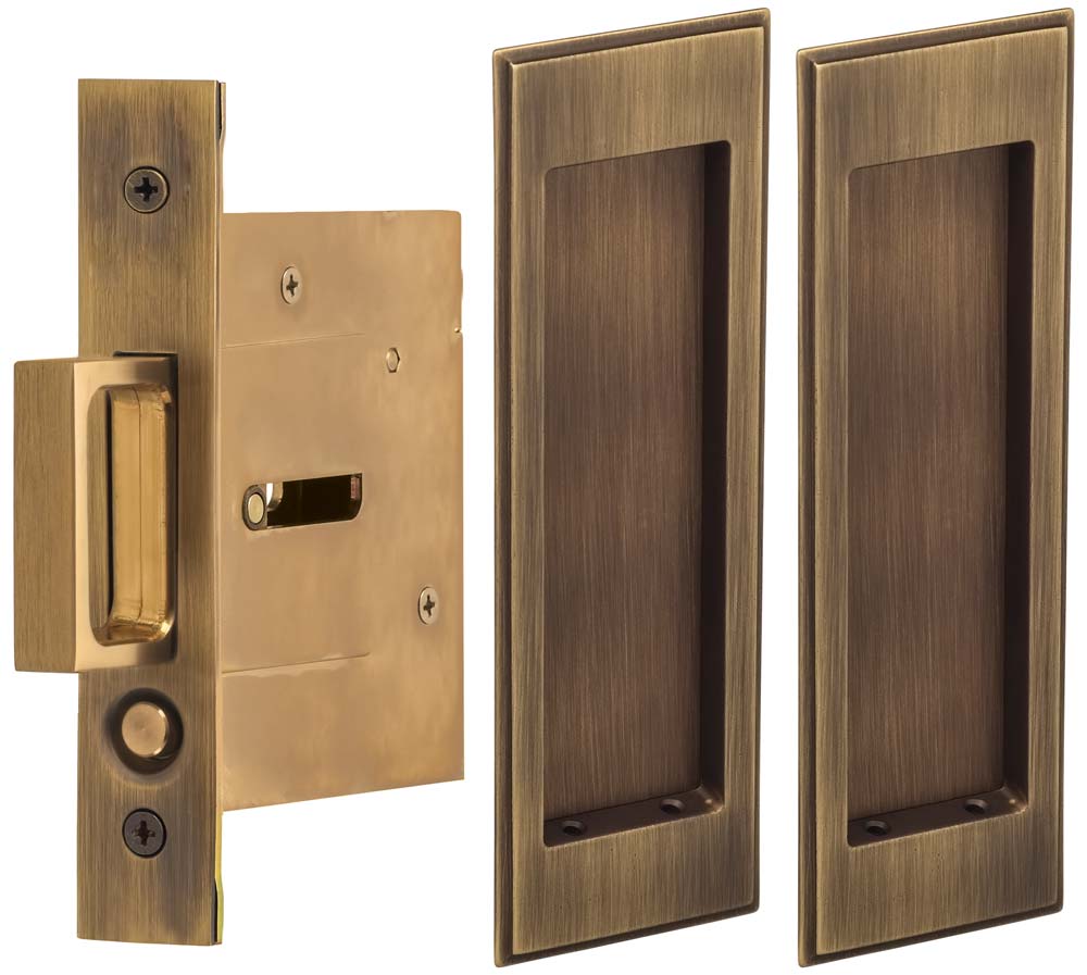 Omnia Solid Brass Traditional Rectangular Flush Cup Pocket Door Set