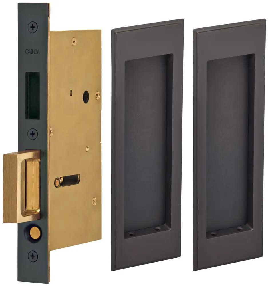 Omnia Solid Brass Traditional Rectangular Flush Cup Pocket Door Set by Omnia