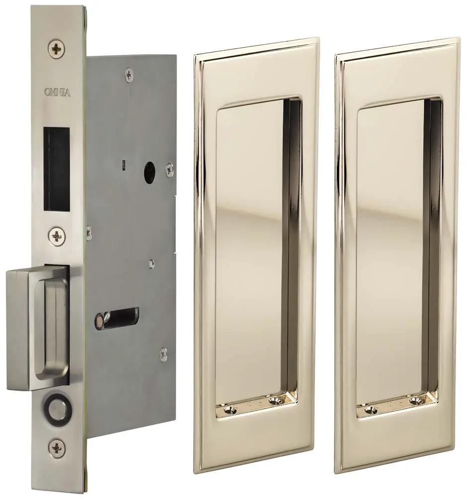 Omnia Solid Brass Traditional Rectangular Flush Cup Pocket Door Set by Omnia