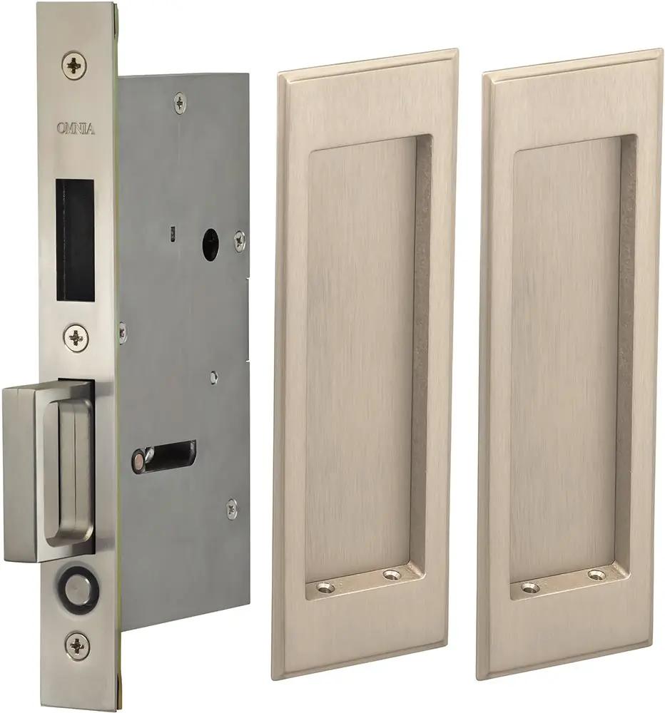 Omnia Solid Brass Traditional Rectangular Flush Cup Pocket Door Set by Omnia