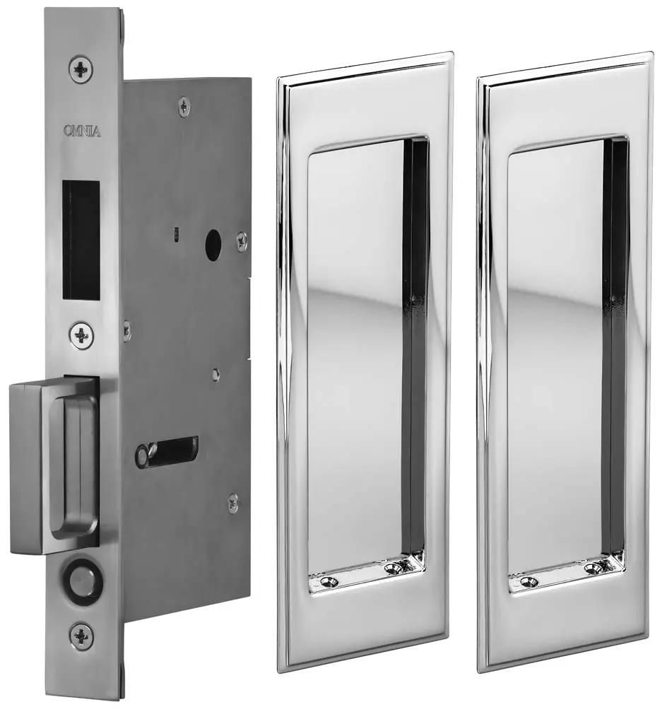 Omnia Solid Brass Traditional Rectangular Flush Cup Pocket Door Set by Omnia