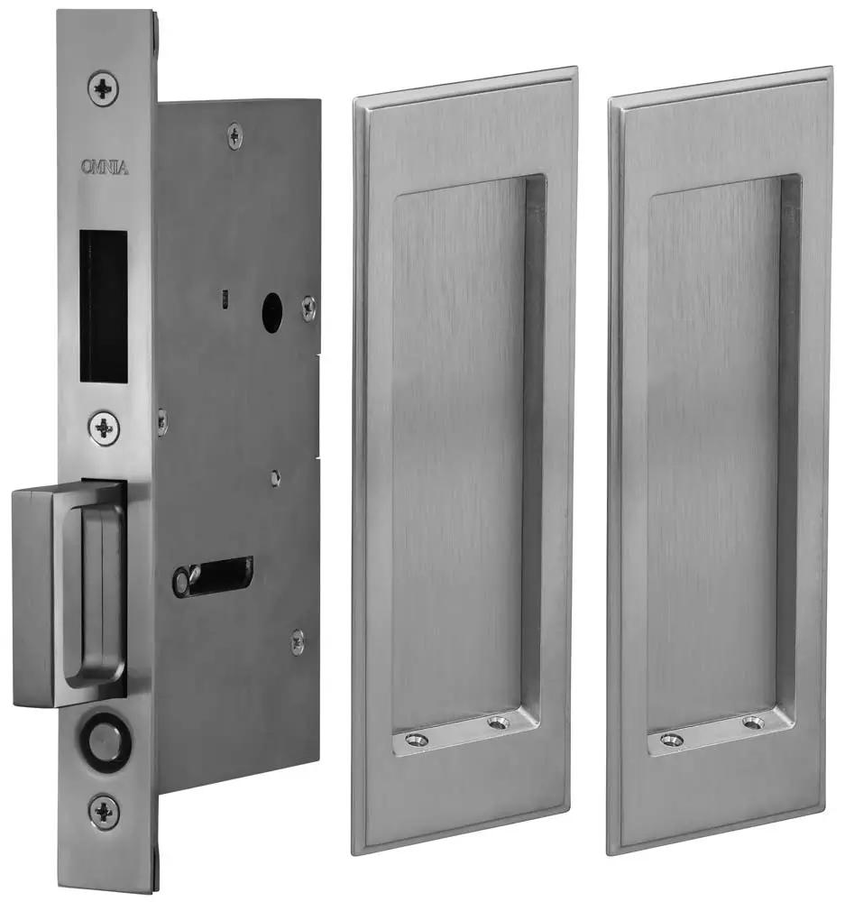 Omnia Solid Brass Traditional Rectangular Flush Cup Pocket Door Set by Omnia