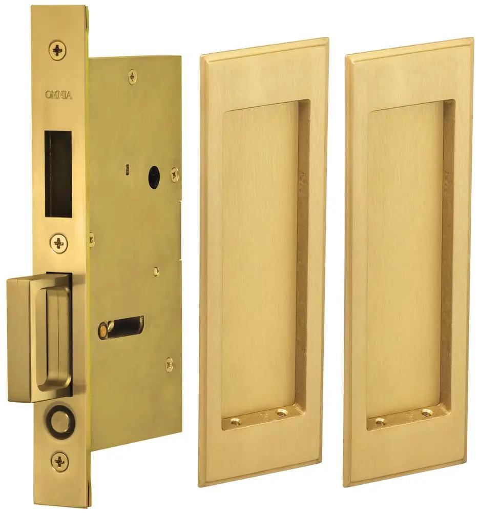 Omnia Solid Brass Traditional Rectangular Flush Cup Pocket Door Set by Omnia