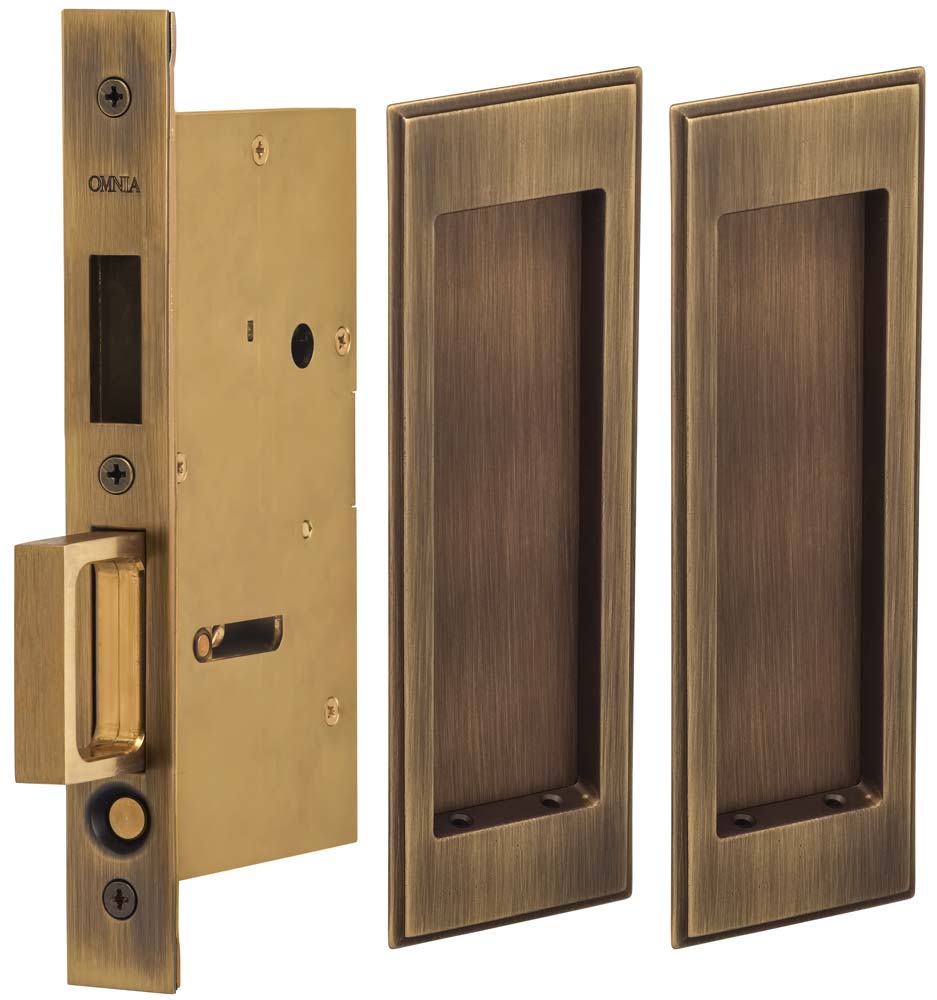 Omnia Solid Brass Traditional Rectangular Flush Cup Pocket Door Set
