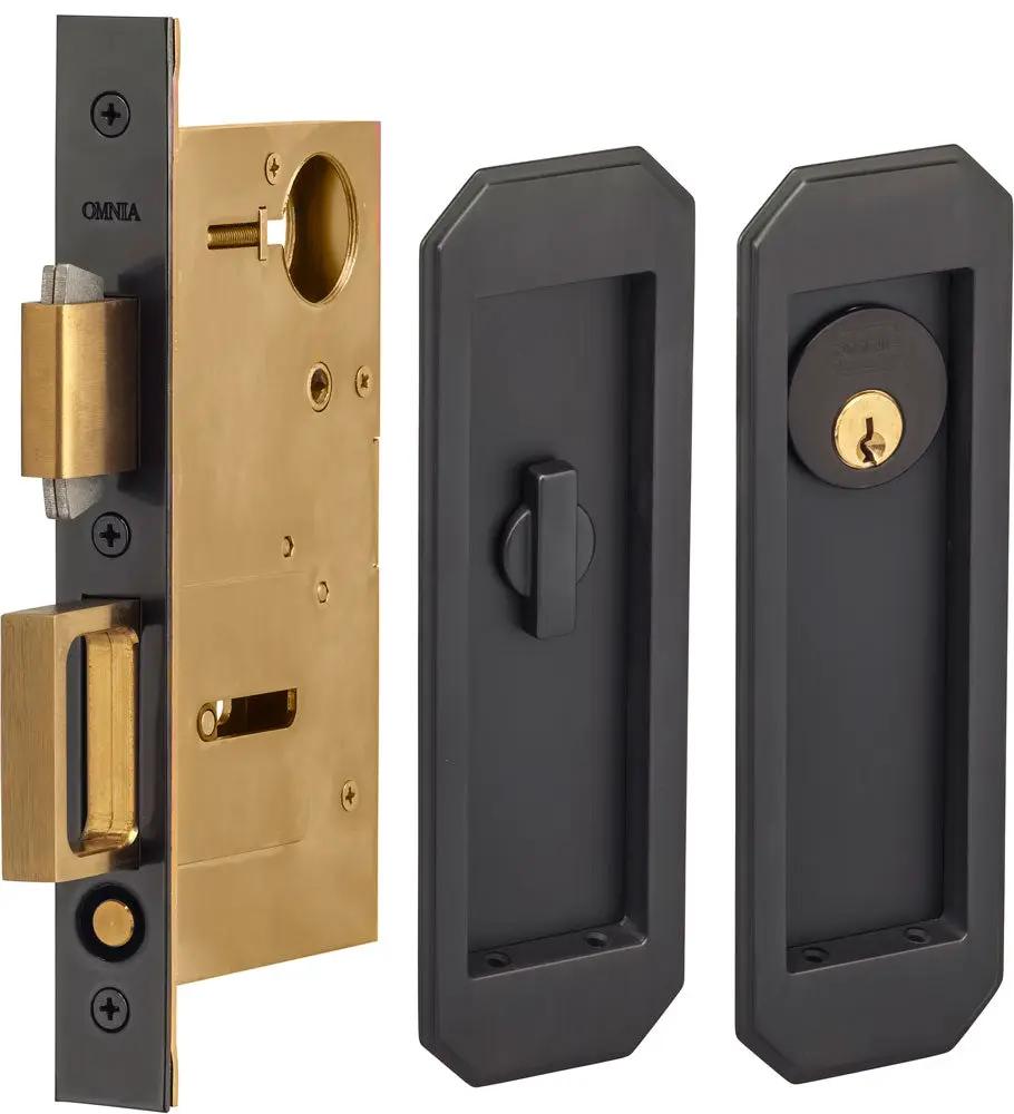 Omnia Solid Brass Traditional Flush Cup Pocket Door Set by Omnia