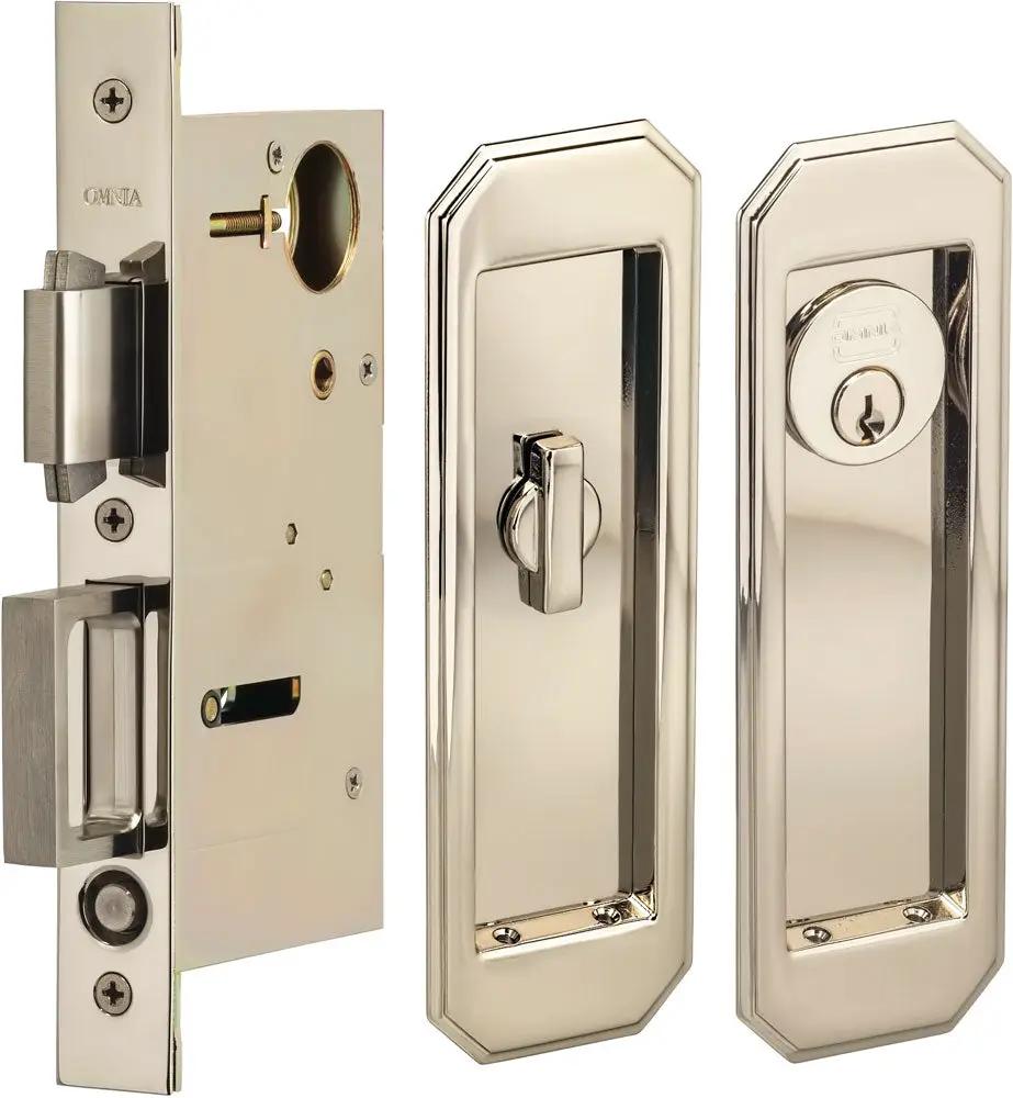Omnia Solid Brass Traditional Flush Cup Pocket Door Set by Omnia