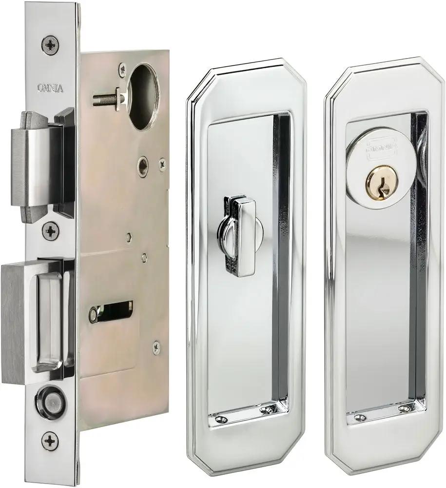 Omnia Solid Brass Traditional Flush Cup Pocket Door Set by Omnia