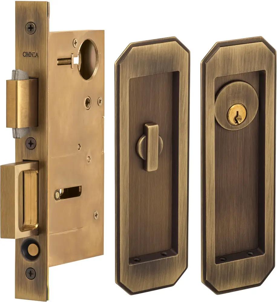 Omnia Solid Brass Traditional Flush Cup Pocket Door Set by Omnia