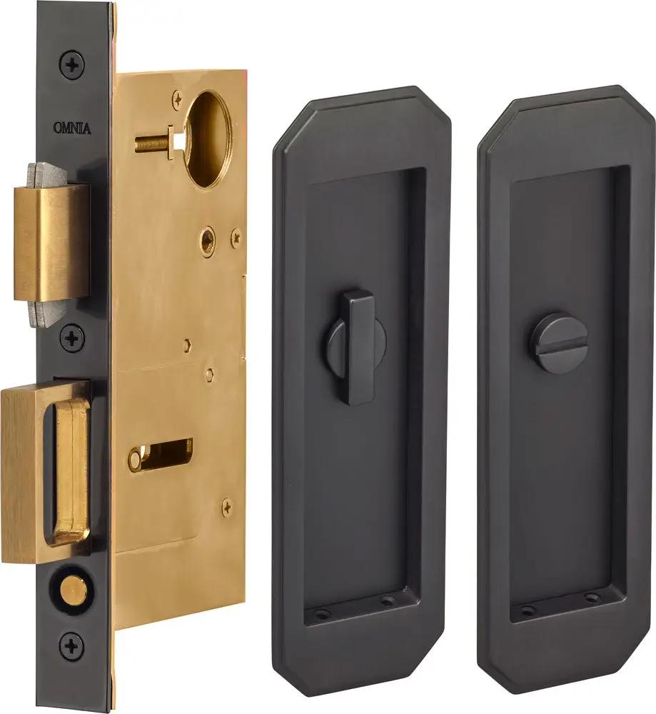 Omnia Solid Brass Traditional Flush Cup Pocket Door Set by Omnia