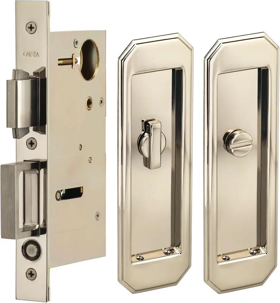 Omnia Solid Brass Traditional Flush Cup Pocket Door Set by Omnia