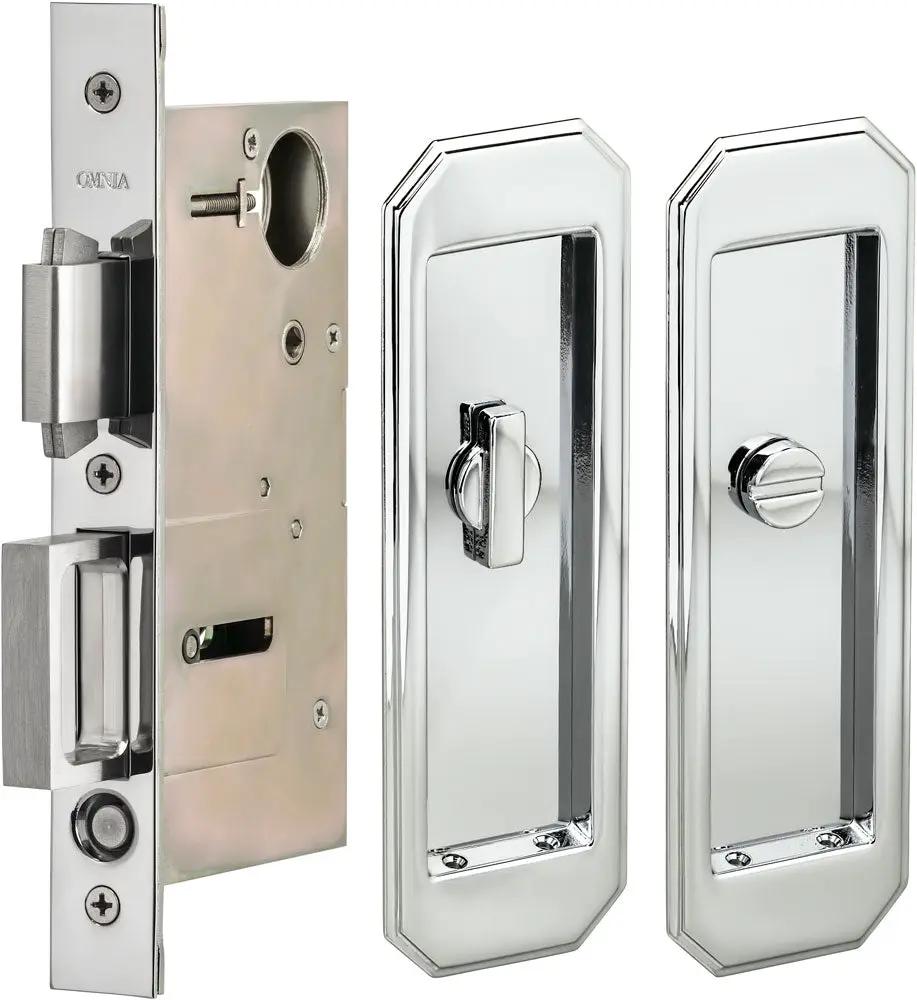 Omnia Solid Brass Traditional Flush Cup Pocket Door Set by Omnia