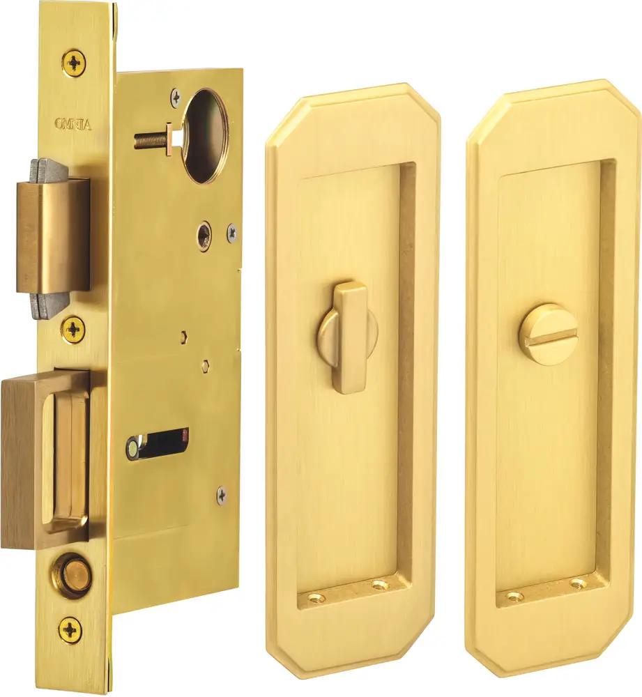 Omnia Solid Brass Traditional Flush Cup Pocket Door Set by Omnia