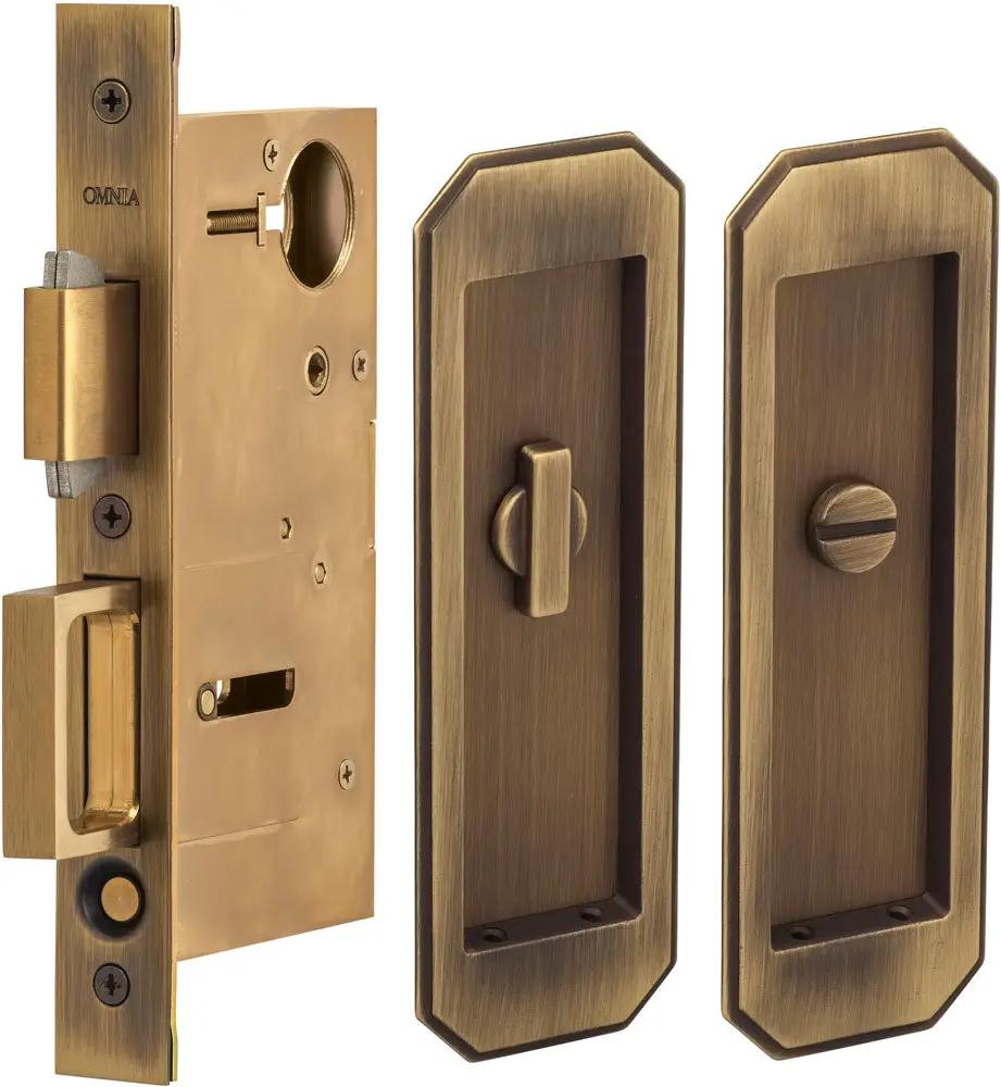 Omnia Solid Brass Traditional Flush Cup Pocket Door Set by Omnia