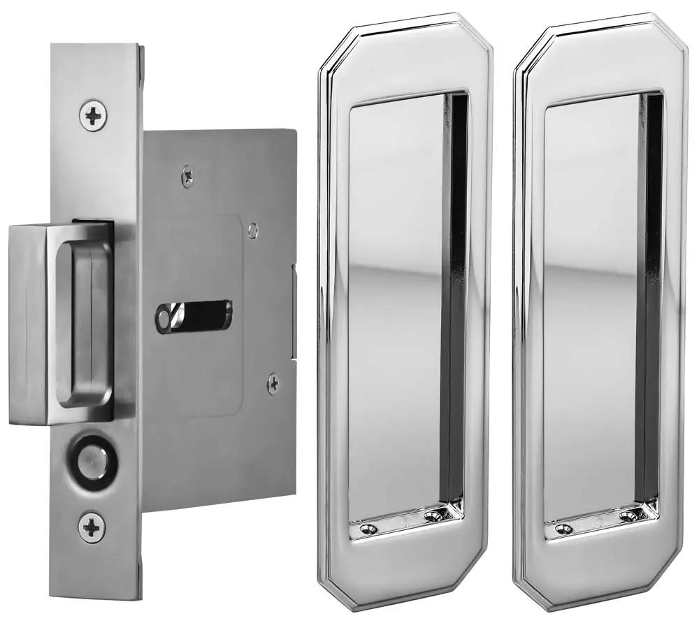 Omnia Solid Brass Traditional Flush Cup Pocket Door Set by Omnia