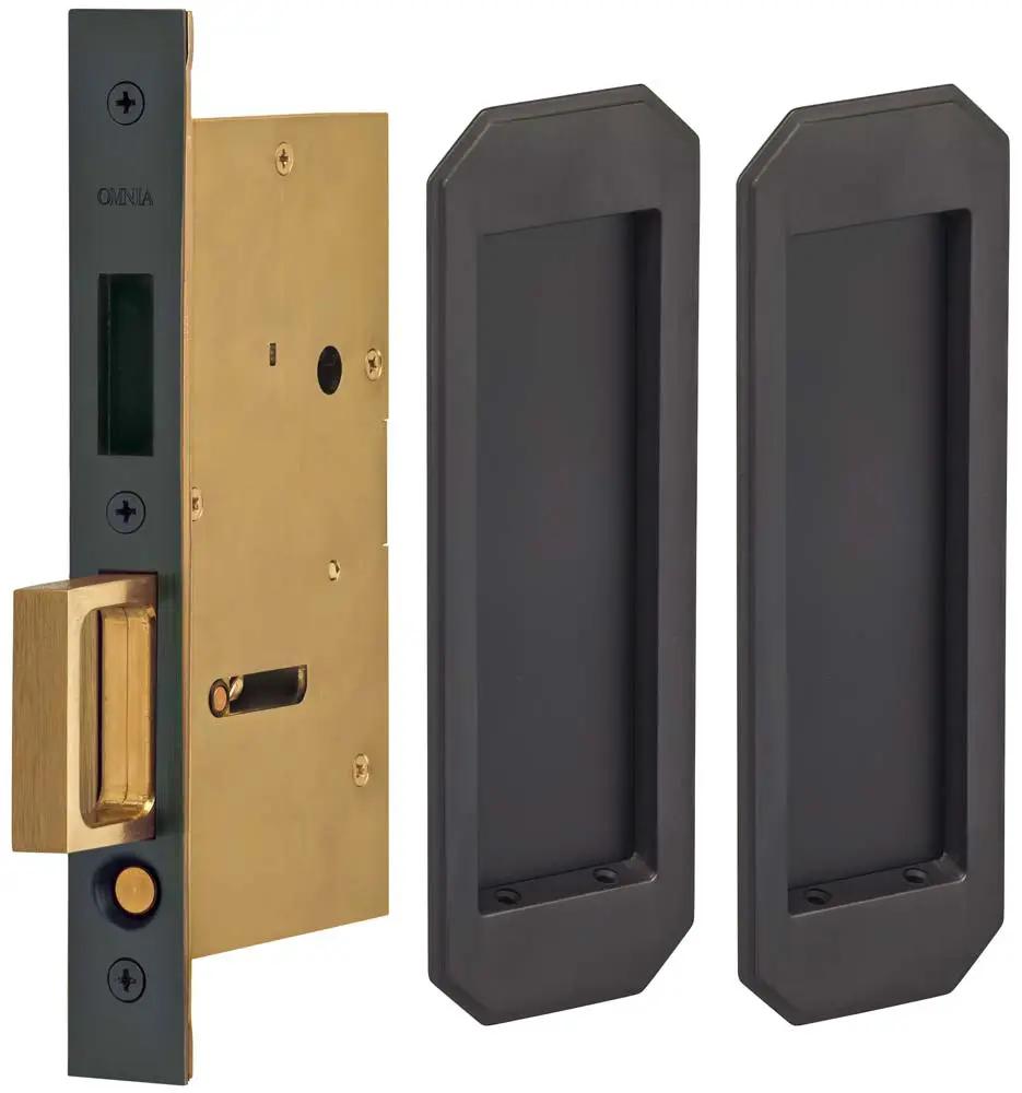 Omnia Solid Brass Traditional Flush Cup Pocket Door Set by Omnia