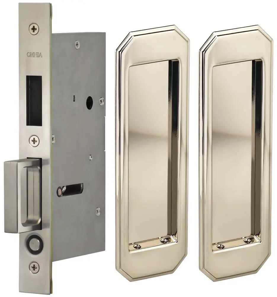 Omnia Solid Brass Traditional Flush Cup Pocket Door Set by Omnia