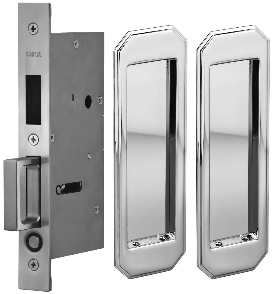 Omnia Solid Brass Traditional Flush Cup Pocket Door Set by Omnia