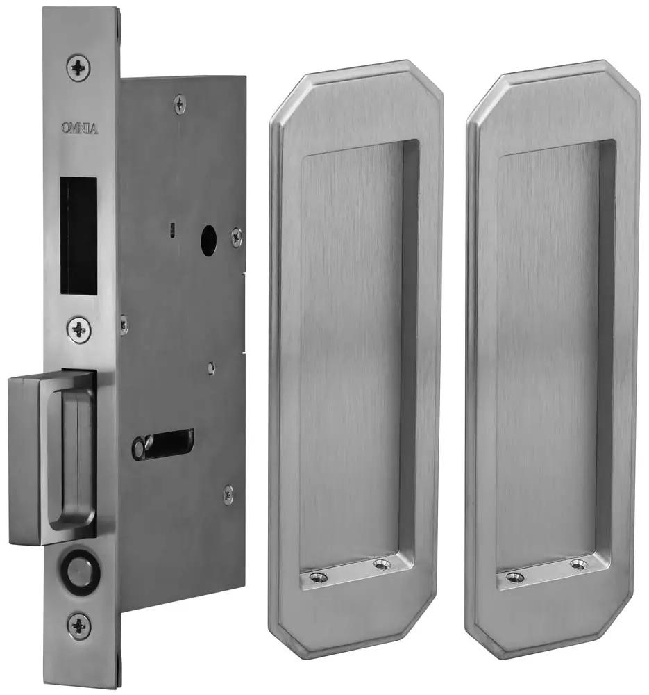 Omnia Solid Brass Traditional Flush Cup Pocket Door Set by Omnia