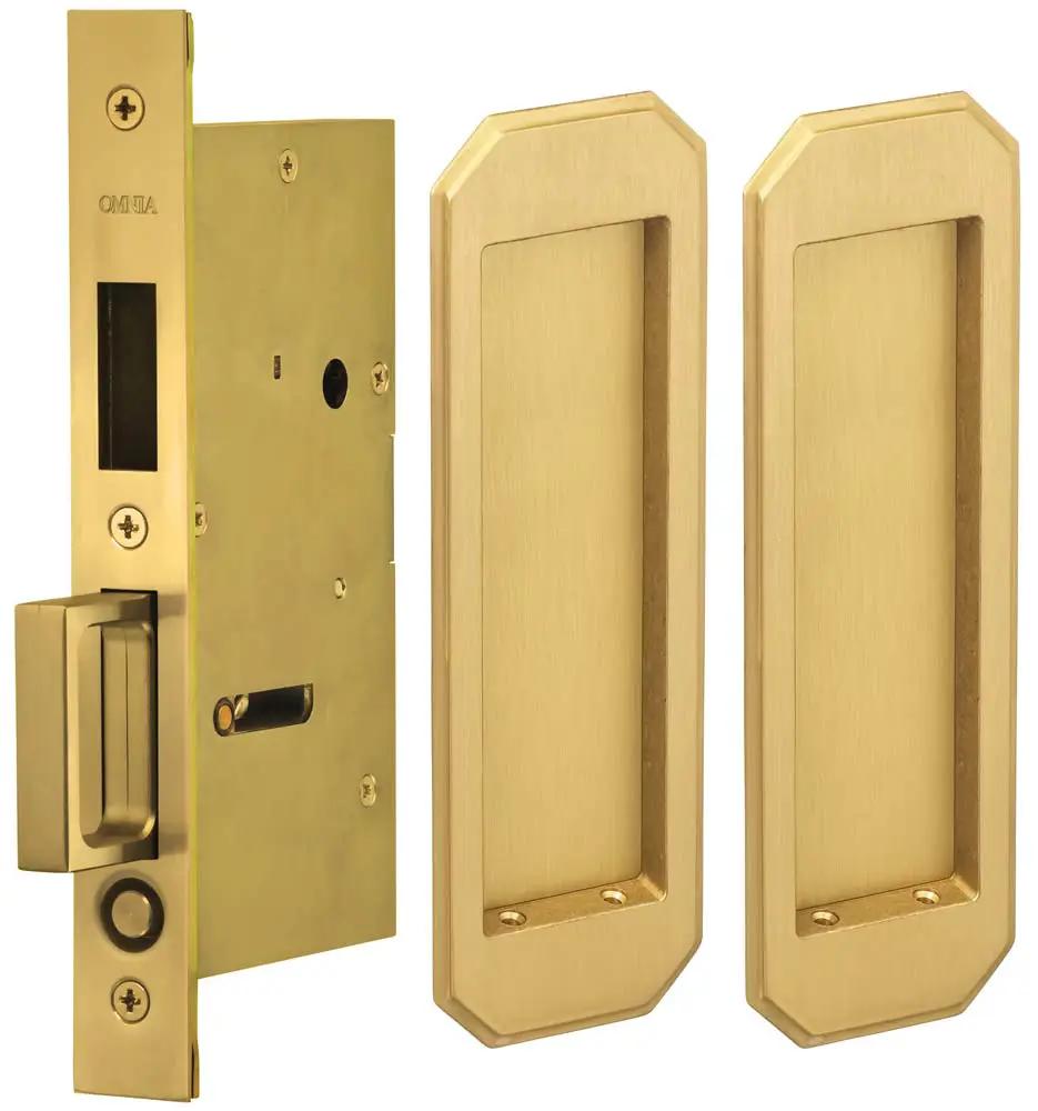Omnia Solid Brass Traditional Flush Cup Pocket Door Set by Omnia